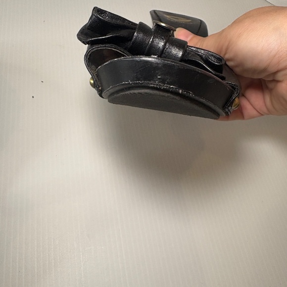 Vintage G By Guess Open Toe Mule/Heels Size 7.5M Leather Bow Gold Accents - Picture 16 of 16